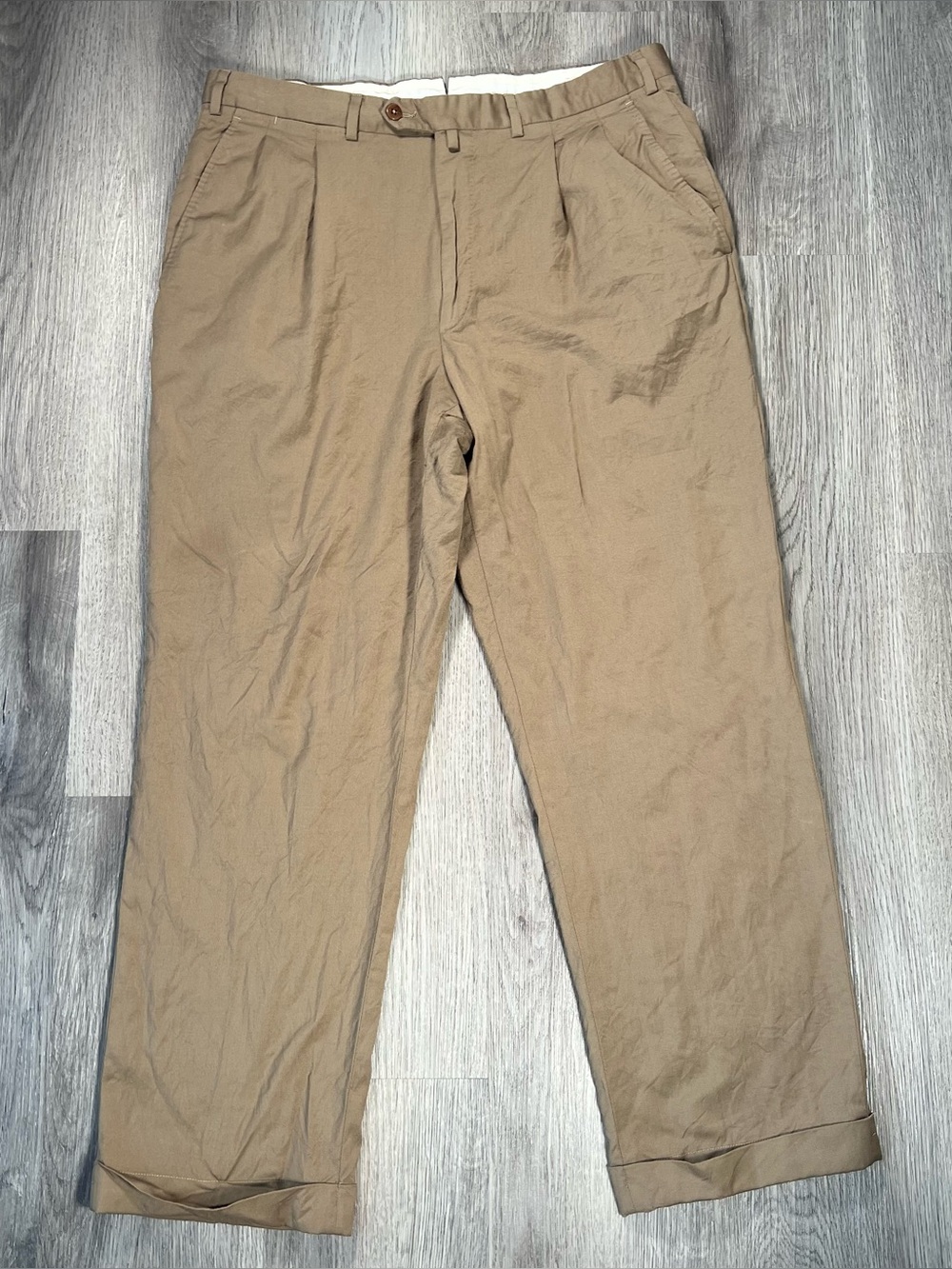 Ermenegildo Zegna Pants Mens 36x29 Tan Wool Pleated Dress Suit Slacks Trousers